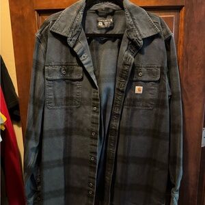 Carhartt Men's Plaid Shirt Jacket in Dark Gray and Black